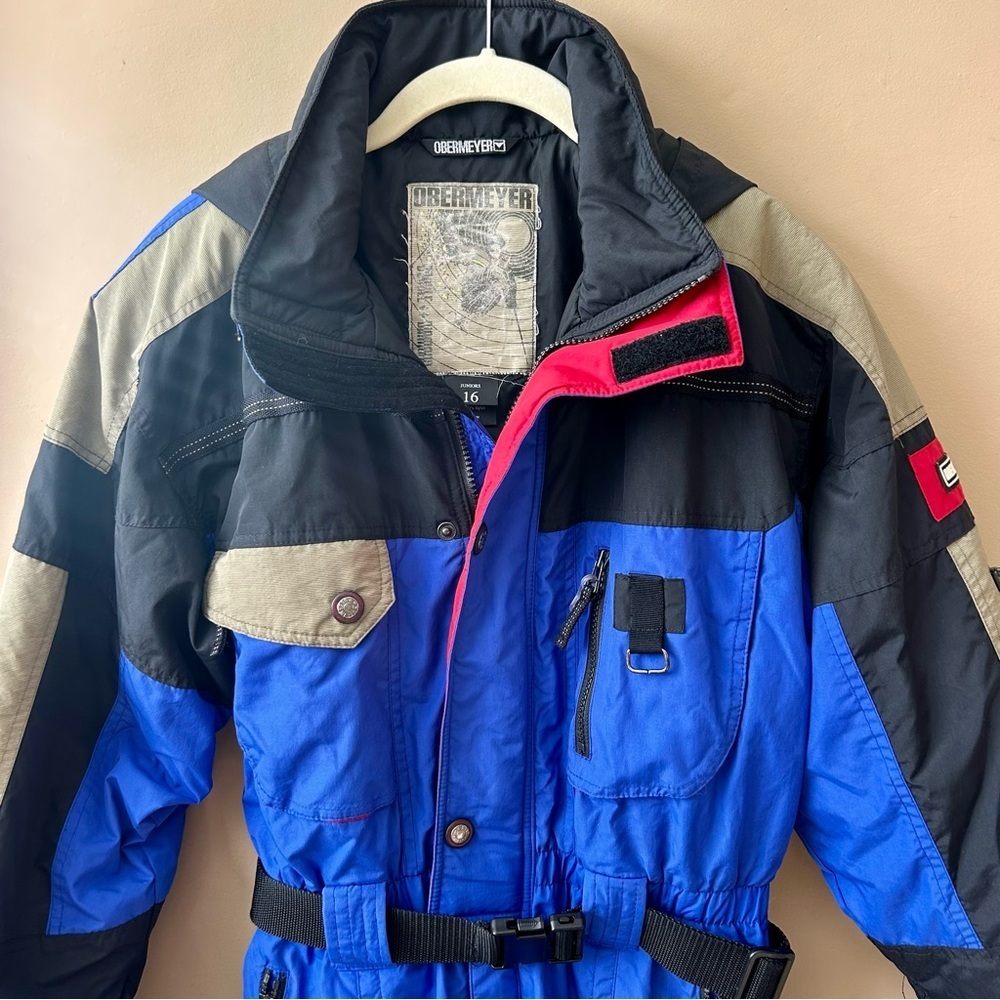 Obermeyer Vintage 90s Blue Belted Snow Ski Suit Juniors Boys Size 16 - Picture 6 of 16